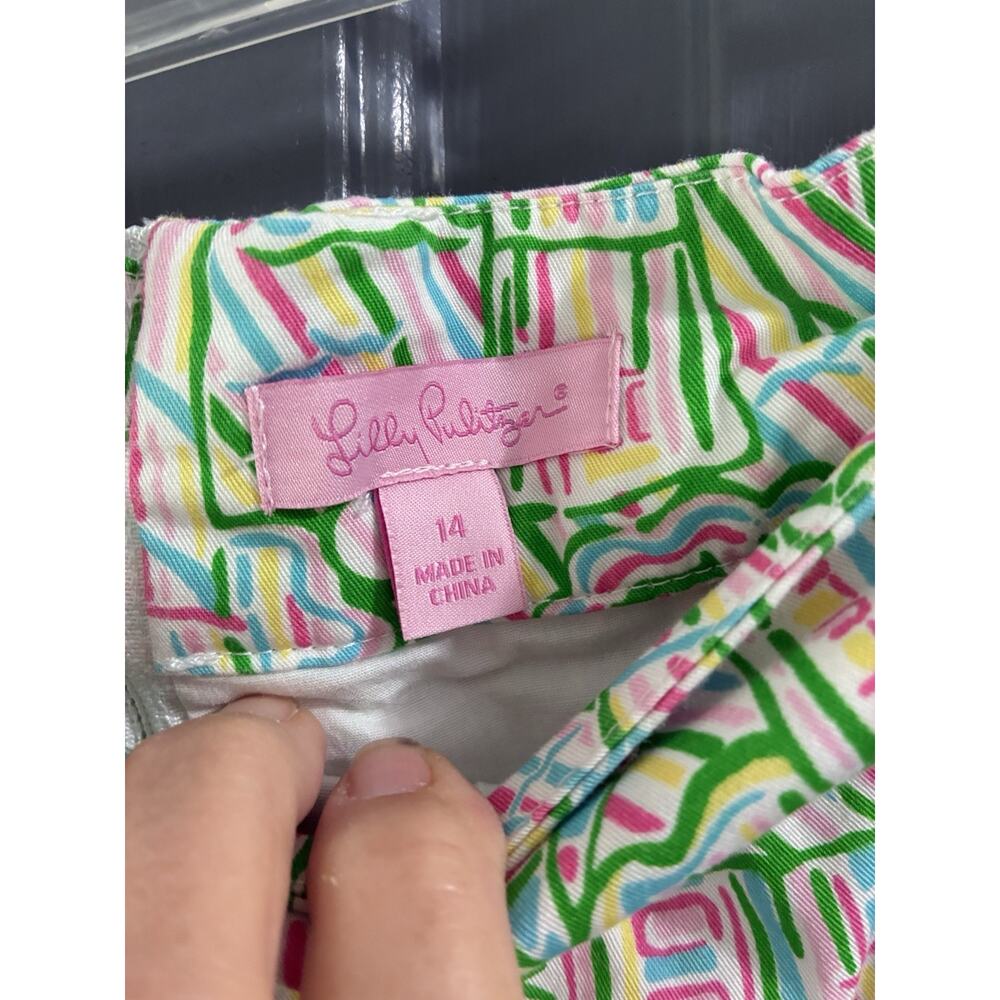 Lilly Pulitzer Green Pink sailboat lighthouse Skirt Size 14 Ruffled trim - Picture 4 of 9